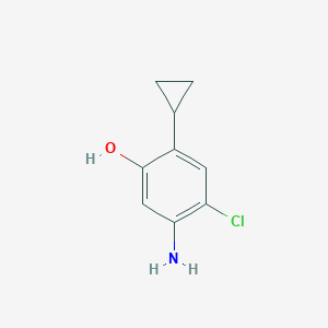 molecular formula C9H10ClNO B13047560 5-Amino-4-chloro-2-cyclopropylphenol 