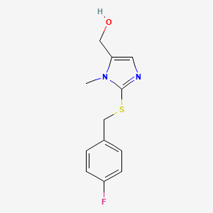 molecular formula C12H13FN2OS B1304767 {2-[(4-fluorobenzyl)sulfanyl]-1-methyl-1H-imidazol-5-yl}methanol CAS No. 338422-40-5