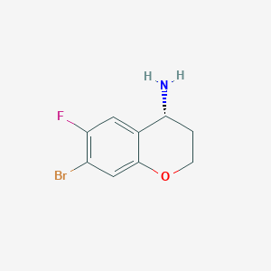 molecular formula C9H9BrFNO B13047841 (R)-7-Bromo-6-fluorochroman-4-amine 