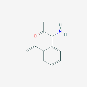 molecular formula C11H13NO B13047944 1-Amino-1-(2-ethenylphenyl)propan-2-one 