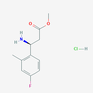 molecular formula C11H15ClFNO2 B13047965 Methyl (S)-3-amino-3-(4-fluoro-2-methylphenyl)propanoate hcl 