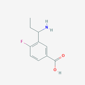 molecular formula C10H12FNO2 B13048106 3-(1-Aminopropyl)-4-fluorobenzoicacidhcl 