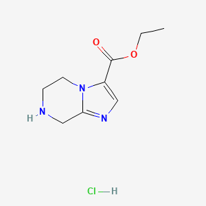 molecular formula C9H14ClN3O2 B13048285 Ethyl 5,6,7,8-tetrahydroimidazo[1,2-A]pyrazine-3-carboxylate hcl 