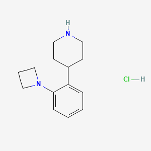 molecular formula C14H21ClN2 B13048435 4-(2-(Azetidin-1-YL)phenyl)piperidine hcl 