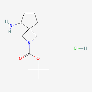 molecular formula C12H23ClN2O2 B13048678 Tert-butyl 5-amino-2-azaspiro[3.4]octane-2-carboxylate hcl 