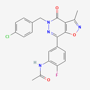 molecular formula C21H16ClFN4O3 B13048719 N-(5-(5-(4-Chlorobenzyl)-3-methyl-4-oxo-4,5-dihydroisoxazolo[4,5-D]pyridazin-7-YL)-2-fluorophenyl)acetamide 