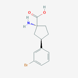 molecular formula C12H14BrNO2 B13048748 (1R,3R)-1-Amino-3-(3-bromophenyl)cyclopentane-1-carboxylic acid 