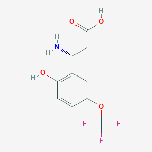 molecular formula C10H10F3NO4 B13048860 (3R)-3-Amino-3-[2-hydroxy-5-(trifluoromethoxy)phenyl]propanoic acid 
