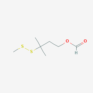 molecular formula C7H14O2S2 B13048931 3-Methyl-3-(methyldisulfanyl)butyl formate 
