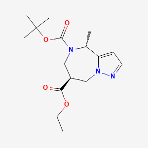 molecular formula C16H25N3O4 B13048949 Racemic-(4S,7R)-5-Tert-Butyl 7-Ethyl 4-Methyl-7,8-Dihydro-4H-Pyrazolo[1,5-A][1,4]Diazepine-5,7(6H)-Dicarboxylate 