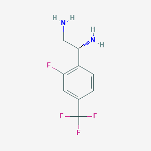molecular formula C9H10F4N2 B13049166 (1R)-1-[2-Fluoro-4-(trifluoromethyl)phenyl]ethane-1,2-diamine 