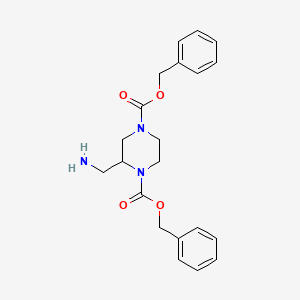 molecular formula C21H25N3O4 B13049731 Dibenzyl 2-(aminomethyl)piperazine-1,4-dicarboxylate 