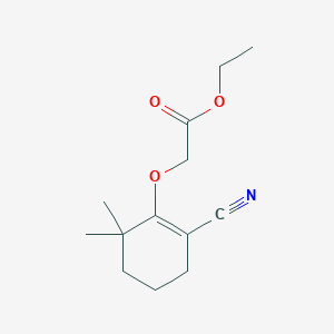 molecular formula C13H19NO3 B13050604 Ethyl 2-((2-cyano-6,6-dimethylcyclohex-1-EN-1-YL)oxy)acetate 