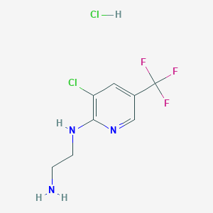 molecular formula C8H10Cl2F3N3 B13050751 N1-[3-chloro-5-(trifluoromethyl)pyridin-2-yl]ethane-1,2-diamine hydrochloride 