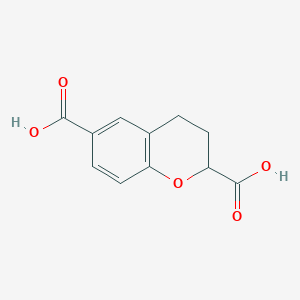 molecular formula C11H10O5 B13050793 Chromane-2,6-dicarboxylic acid 