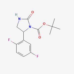 molecular formula C14H16F2N2O3 B13050894 Tert-butyl 5-(2,5-difluorophenyl)-2-oxoimidazolidine-1-carboxylate 