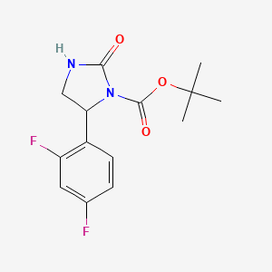 molecular formula C14H16F2N2O3 B13051019 Tert-butyl 5-(2,4-difluorophenyl)-2-oxoimidazolidine-1-carboxylate 
