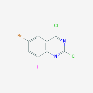 molecular formula C8H2BrCl2IN2 B13051407 6-Bromo-2,4-dichloro-8-iodoquinazoline 