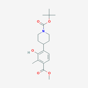 molecular formula C19H27NO5 B13051528 Tert-butyl 4-(2-hydroxy-4-(methoxycarbonyl)-3-methylphenyl)piperidine-1-carboxylate 
