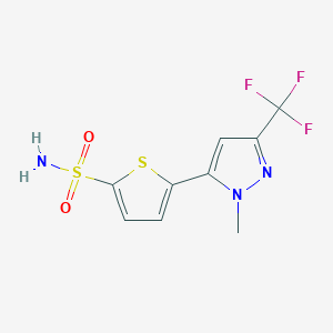 molecular formula C9H8F3N3O2S2 B1305189 5-[1-Methyl-3-(trifluoromethyl)pyrazol-5-yl]-thiophene-2-sulfonamide CAS No. 630111-78-3