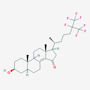 molecular formula C27H37F7O2 B130519 (3S,5S,9R,10S,13R,17R)-3-hydroxy-10,13-dimethyl-17-[(2R)-6,7,7,7-tetrafluoro-6-(trifluoromethyl)heptan-2-yl]-1,2,3,4,5,6,7,9,11,12,16,17-dodecahydrocyclopenta[a]phenanthren-15-one CAS No. 153463-20-8