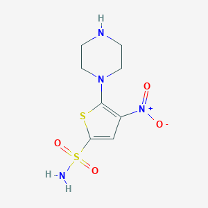 molecular formula C8H12N4O4S2 B1305199 4-Nitro-5-piperazinothiophene-2-sulfonamide CAS No. 845266-27-5