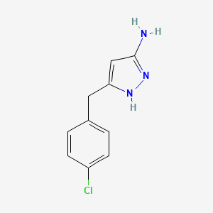 molecular formula C10H10ClN3 B13052591 3-(4-Chlorobenzyl)-1H-pyrazol-5-amine 