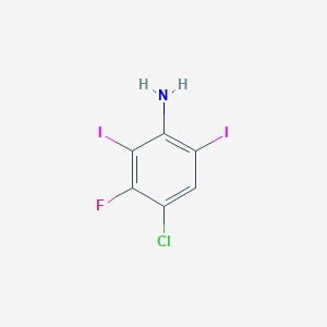 molecular formula C6H3ClFI2N B13052690 4-Chloro-3-fluoro-2,6-diiodobenzenamine 
