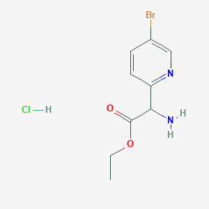 molecular formula C9H12BrClN2O2 B13052854 Ethyl 2-amino-2-(5-bromopyridin-2-YL)acetate hcl 