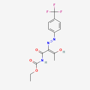 molecular formula C14H14F3N3O4 B13053069 ethyl N-[(Z)-3-hydroxy-2-[[4-(trifluoromethyl)phenyl]diazenyl]but-2-enoyl]carbamate 