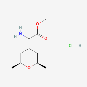 molecular formula C10H20ClNO3 B13053186 Methyl 2-amino-2-((2R,6S)-2,6-dimethyltetrahydro-2H-pyran-4-YL)acetate hcl 