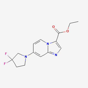 molecular formula C14H15F2N3O2 B13053438 Ethyl 7-(3,3-difluoropyrrolidin-1-YL)imidazo[1,2-A]pyridine-3-carboxylate 