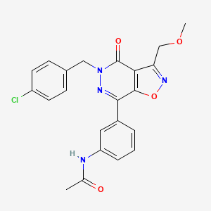 molecular formula C22H19ClN4O4 B13053609 N-(3-(5-(4-Chlorobenzyl)-3-(methoxymethyl)-4-oxo-4,5-dihydroisoxazolo[4,5-D]pyridazin-7-YL)phenyl)acetamide 