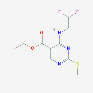 molecular formula C10H13F2N3O2S B13054090 Ethyl 4-((2,2-difluoroethyl)amino)-2-(methylthio)pyrimidine-5-carboxylate 