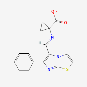 molecular formula C16H12N3O2S- B13054730 (E)-({6-phenylimidazo[2,1-b][1,3]thiazol-5-yl}methylidene)aminocyclopropanecarboxylate 