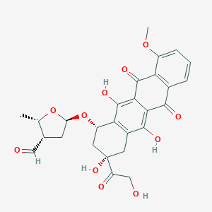molecular formula C27H26O11 B013055 7-O-(2,3,5-Trideoxy-3-C-formylpentafuranosyl)adriamycinone CAS No. 100349-06-2
