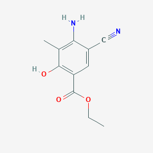 molecular formula C11H12N2O3 B1305510 Ethyl 4-amino-5-cyano-2-hydroxy-3-methylbenzoate CAS No. 72817-85-7