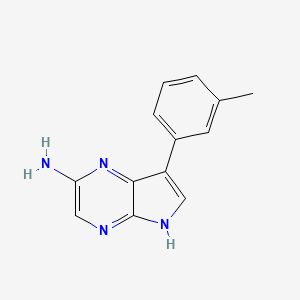 molecular formula C13H12N4 B13055316 7-(M-Tolyl)-5H-pyrrolo[2,3-B]pyrazin-2-amine 
