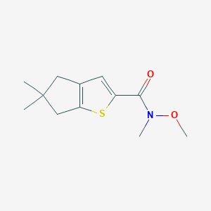 molecular formula C12H17NO2S B13055519 N-Methoxy-N,5,5-trimethyl-5,6-dihydro-4H-cyclopenta[B]thiophene-2-carboxamide 