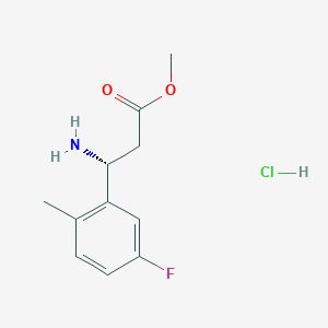 molecular formula C11H15ClFNO2 B13055692 Methyl (R)-3-amino-3-(5-fluoro-2-methylphenyl)propanoate hcl 