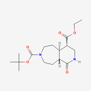 molecular formula C17H28N2O5 B13056091 Racemic-(4S,4aR,9aS)-7-tert-butyl 4-ethyl 1-oxooctahydro-1H-pyrido[3,4-d]azepine-4,7(8H)-dicarboxylate 
