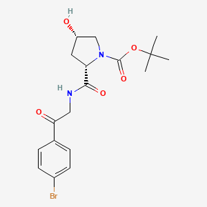 molecular formula C18H23BrN2O5 B13056130 Tert-butyl (2S,4S)-2-((2-(4-bromophenyl)-2-oxoethyl)carbamoyl)-4-hydroxypyrrolidine-1-carboxylate 