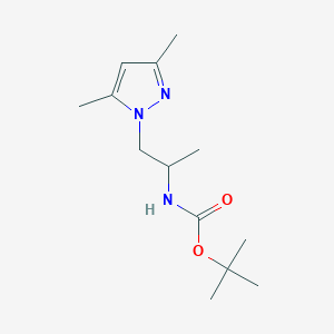 molecular formula C13H23N3O2 B13056175 tert-butyl (1-(3,5-dimethyl-1H-pyrazol-1-yl)propan-2-yl)carbamate 