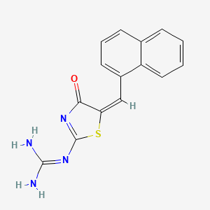 molecular formula C15H12N4OS B13056282 N-[(5E)-5-[(naphthalen-1-yl)methylidene]-4-oxo-4,5-dihydro-1,3-thiazol-2-yl]guanidine 