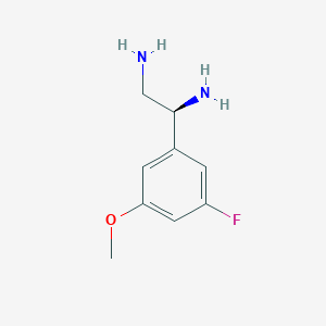 molecular formula C9H13FN2O B13056414 (1S)-1-(5-Fluoro-3-methoxyphenyl)ethane-1,2-diamine 