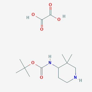 molecular formula C14H26N2O6 B13056462 tert-Butyl (3,3-dimethylpiperidin-4-yl)carbamate oxalate 