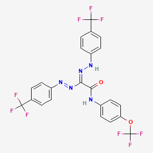 molecular formula C23H14F9N5O2 B13056520 N-[4-(trifluoromethoxy)phenyl]-1-[(E,Z)-N'-{[4-(trifluoromethyl)phenyl]amino}-N-{[4-(trifluoromethyl)phenyl]imino}carbamimidoyl]formamide 
