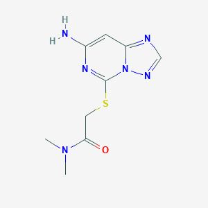 molecular formula C9H12N6OS B130573 Acetamide, 2-((7-amino(1,2,4)triazolo(1,5-c)pyrimidin-5-yl)thio)-N,N-dimethyl- CAS No. 143212-83-3