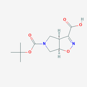 molecular formula C11H16N2O5 B13057404 Cis-5-(Tert-Butoxycarbonyl)-4,5,6,6A-Tetrahydro-3Ah-Pyrrolo[3,4-D]Isoxazole-3-CarboxylicAcid 