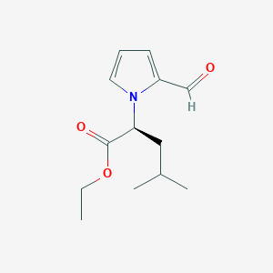 molecular formula C13H19NO3 B13057506 Ethyl (2S)-2-(2-formyl-1H-pyrrol-1-YL)-4-methylpentanoate 